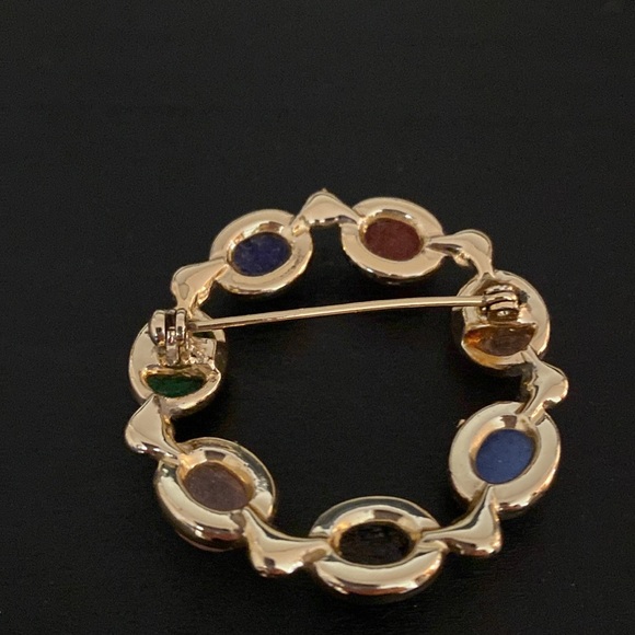 Scarab Brooch Pin Multicolor Gold Tone - Picture 11 of 15